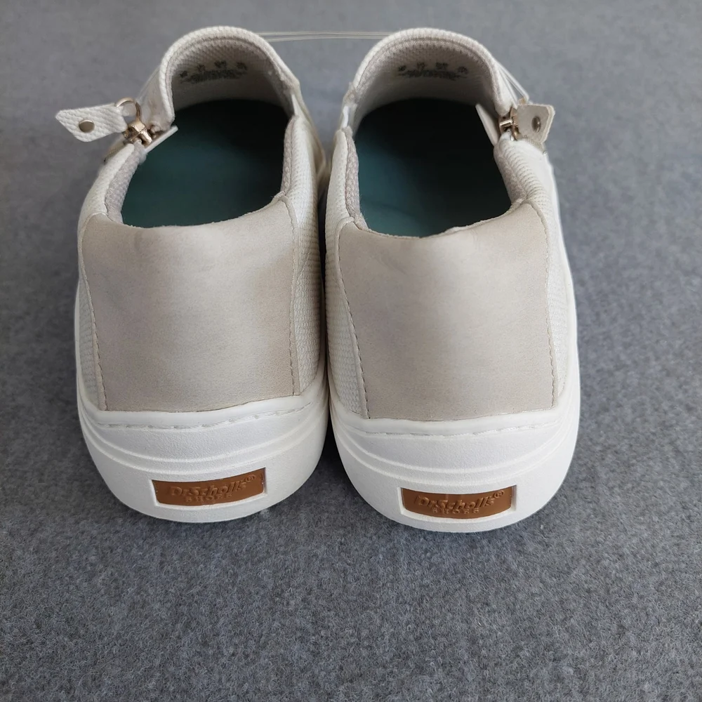 Scholl's Time Off Now Platform Sneaker Cream Snake Zip NWOB Women's 8M